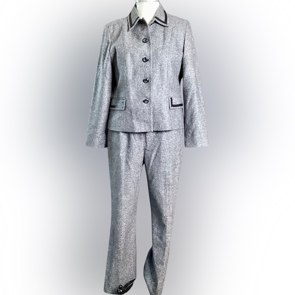 Pendleton Charcoal Wool Women's Suit w/ Leather Trim Set